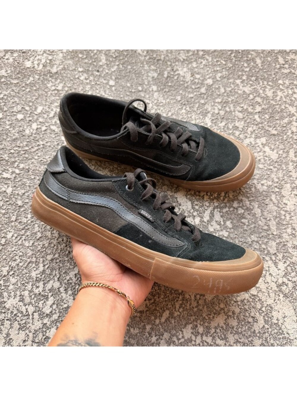 Vans Style 112 Pro Mens 11.5 Black Suede Cumin Low Top Skateboard Shoes Sneakers
